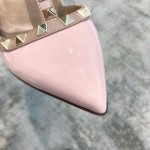 Name Chinese Valentino VT Collection Two Strap Mid Heel 10cm Patent Leather Pink