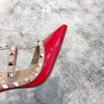 Valentino VT Collection Two Strap Mid Heel 10cm Patent Leather Red