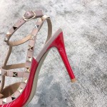 Valentino VT Collection Two Strap Mid Heel 10cm Patent Leather Red