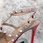 Valentino VT Collection Two Strap Mid Heel 10cm Patent Leather Red