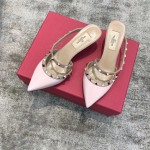 Valentino VT Collection One strap slant heel slipper 6.5CM Patent leather pink