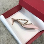 Valentino VT Collection One strap slant heel slipper 6.5CM Patent leather pink