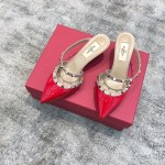 Valentino VT Collection One strap slant heel slipper 6.5CM Patent leather red