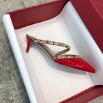 Valentino VT Collection One strap slant heel slipper 6.5CM Patent leather red