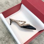 Valentino VT Collection One strap slant heel slipper 6.5CM Patent leather black