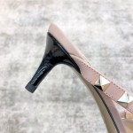 Valentino VT Collection One strap slant heel slipper 6.5CM Patent leather black