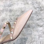 Valentino VT Collection One strap slant heel slipper 6.5CM Patent leather nude pink