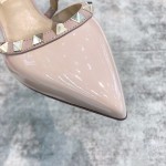 Valentino VT Collection One strap slant heel slipper 6.5CM Patent leather nude pink