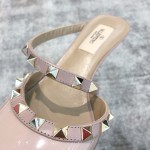 Valentino VT Collection One strap slant heel slipper 6.5CM Patent leather nude pink