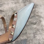 Valentino VT Collection One strap slant heel slipper 6.5CM Patent leather blue