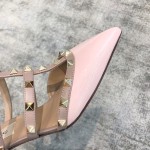 Valentino VT Collection Triple Strap Mid Heel Slipper 6.5CM Patent Leather Pink