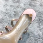 Valentino VT Collection Triple Strap Mid Heel Slipper 6.5CM Patent Leather Pink