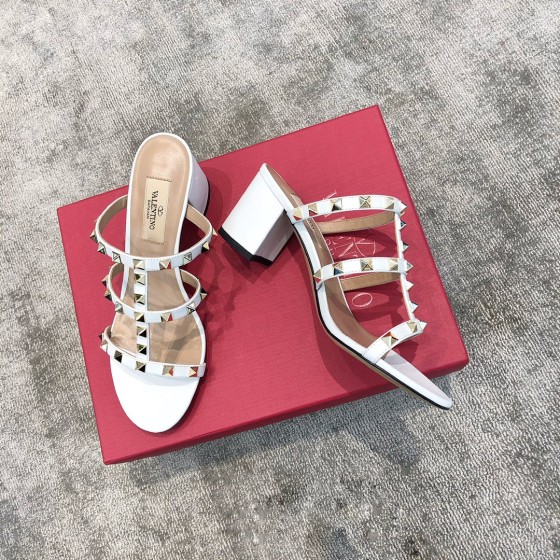 Valentino VT Collection Triple Strap Chunky Heel 6cm White