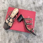 Valentino VT Collection Triple Strap Chunky Heel 6cm Black