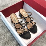 Valentino VT Collection Triple Strap Chunky Heel 6cm Black