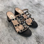 Valentino VT Collection Triple Strap Chunky Heel 6cm Black