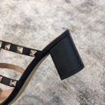 Valentino VT Collection Triple Strap Chunky Heel 6cm Black