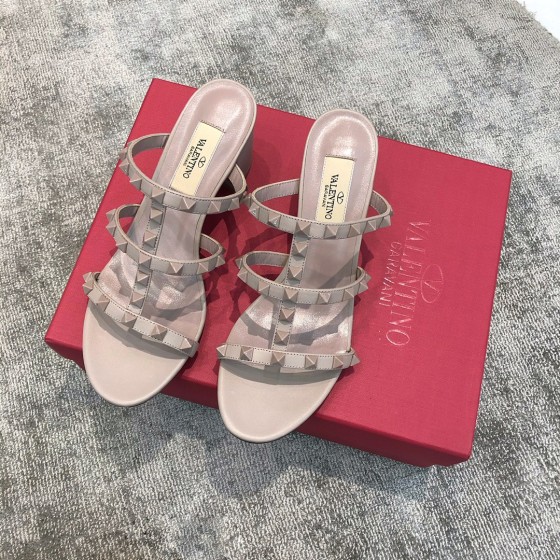 Valentino VT Collection Triple Strap Chunky Heel 6cm Full Nude