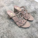 Valentino VT Collection Triple Strap Chunky Heel 6cm Full Nude