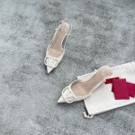 Valentino V Buckle Heel 4CM Kitten Heel White