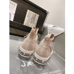DIOR rattan check casual high top shoes fashion board shoes women nude