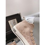 DIOR rattan check casual high top shoes fashion board shoes women nude