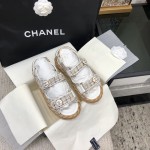 CHANEL 2023 spring and summer latest woven velcro sandals Japan imported woven materials