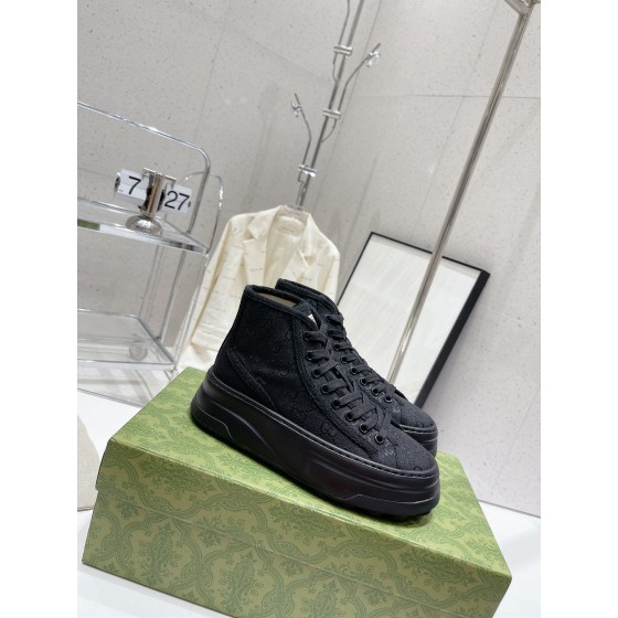 Gucci Explosive Presbyopia Canvas Casual Platform Shoes