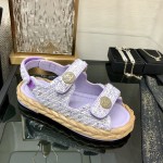 CHANEL 2023 spring and summer latest woven velcro sandals Japan imported woven materials