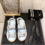 CHANEL 2023 spring and summer latest woven velcro sandals Japan imported woven materials