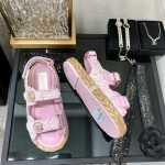 CHANEL 2023 spring and summer latest woven velcro sandals Japan imported woven materials