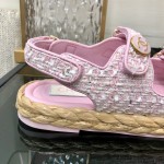 CHANEL 2023 spring and summer latest woven velcro sandals Japan imported woven materials