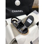 CHANEL 2023 spring and summer latest woven velcro sandals Japan imported woven materials