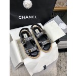 CHANEL 2023 spring and summer latest woven velcro sandals Japan imported woven materials