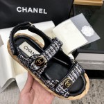 CHANEL 2023 spring and summer latest woven velcro sandals Japan imported woven materials