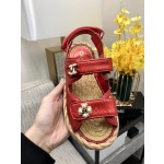 CHANEL 2023 spring and summer latest woven velcro sandals Japan imported woven materials