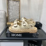 CHANEL 2023 spring and summer latest woven velcro sandals Japan imported woven materials