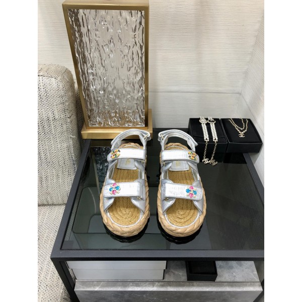 CHANEL 2023 spring and summer latest woven velcro sandals Japan imported woven materials