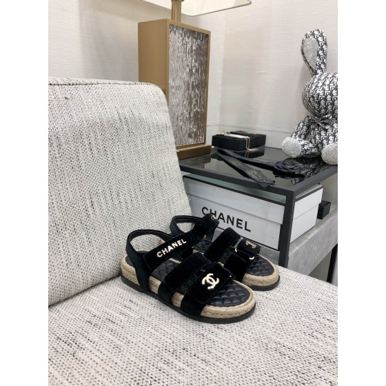 CHANEL 2023 spring and summer latest woven velcro sandals Japan imported woven materials