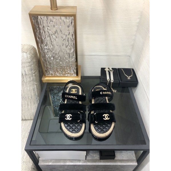 CHANEL 2023 spring and summer latest woven velcro sandals Japan imported woven materials