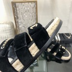 CHANEL 2023 spring and summer latest woven velcro sandals Japan imported woven materials