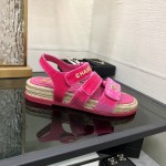 CHANEL 2023 spring and summer latest woven velcro sandals Japan imported woven materials