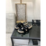 CHANEL 2023 spring and summer latest woven velcro slippers Italy imported multi-layer leather outsole