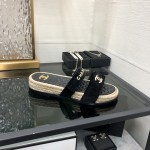 CHANEL 2023 spring and summer latest woven velcro slippers Italy imported multi-layer leather outsole