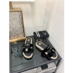 CHANEL 2023 spring and summer latest woven velcro slippers Italy imported multi-layer leather outsole