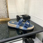 CHANEL 2023 spring and summer latest woven velcro slippers Italy imported multi-layer leather outsole