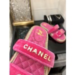 CHANEL 2023 spring and summer latest woven velcro slippers Italy imported multi-layer leather outsole