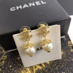 CHANEL🇫🇷Xiaoxiang Camellia Full Diamond Pearl Alphabet Stud Earrings Jewelry