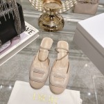 DIOR small round toe hollow one strap sandals 3.5cm apricot