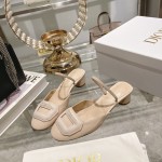 DIOR small round toe hollow one strap sandals 3.5cm apricot